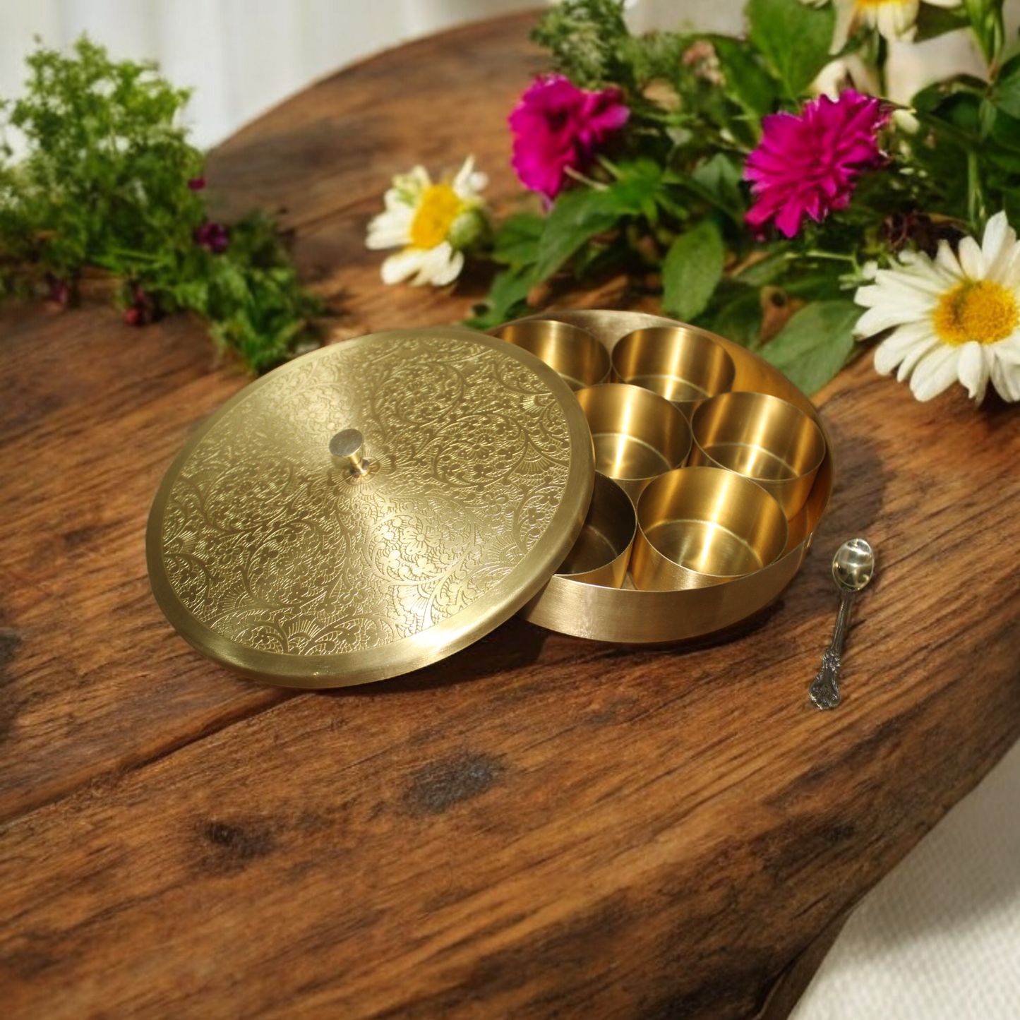 Brass Masala Dabba - UTENSIO-THE CHOICE OF ARTISANS