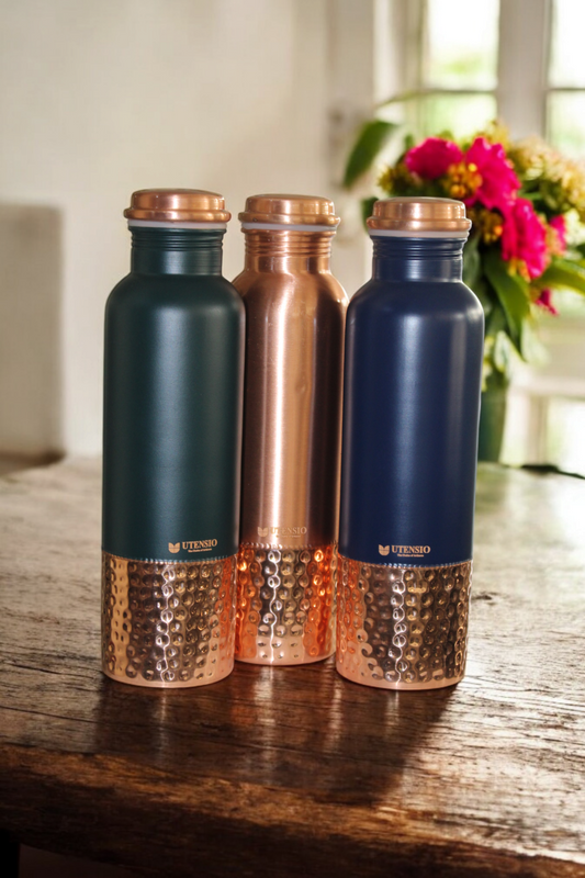 Utensio Half Hammered Colour Copper Bottle - UTENSIO-THE CHOICE OF ARTISANS