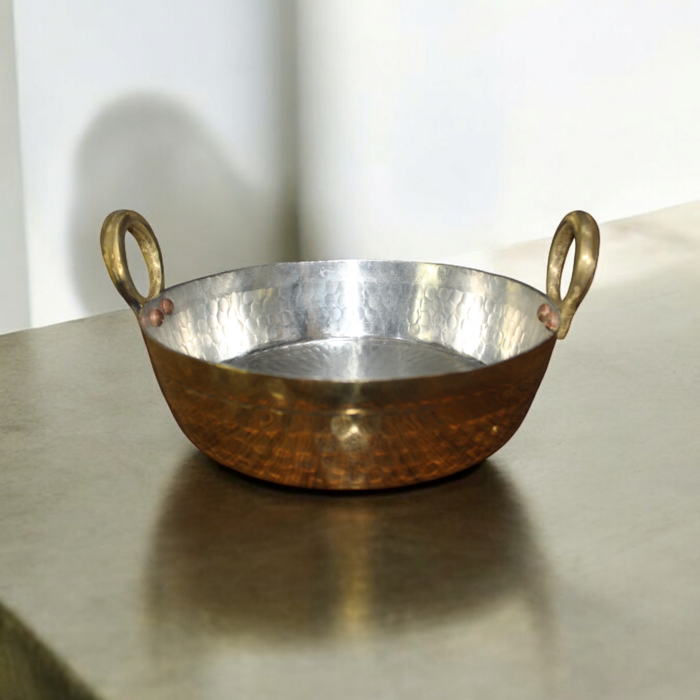 Brass kadhai  (flat base with handle)