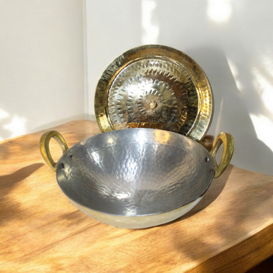 Brass kadhai with cover