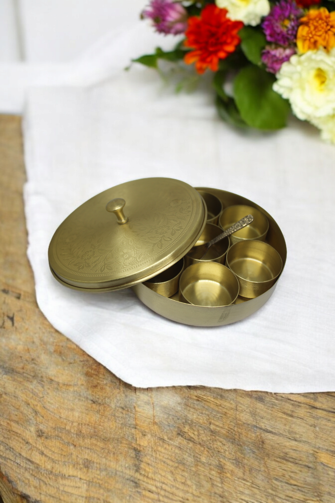 Brass Masala Dabba - UTENSIO-THE CHOICE OF ARTISANS