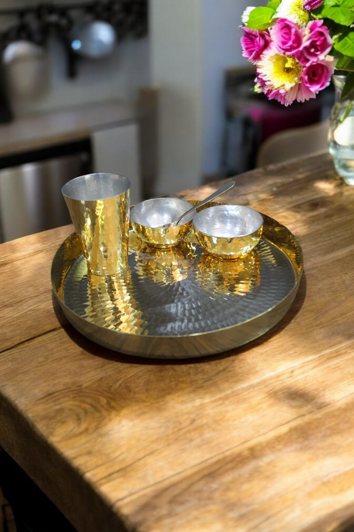 brass thali set price